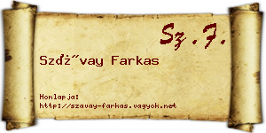 Szávay Farkas névjegykártya